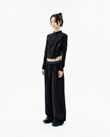 Double-Waisted Jersey Pants / Black