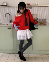 [Domestic production✨/High quality lace] フィンレイレースカンカンカンビスチェドレスノースリーブドレス 2 colors イヤーエンドルック/クリスマス/ウィンターデートルック