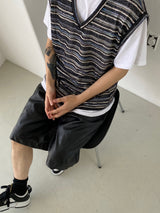 Net see-through dangara v neck knit vest 2C