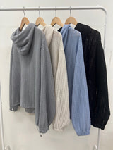 Vintage Knit Hooded Zip-Up