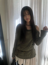 Koran Unbalance Layered Banding Skirt