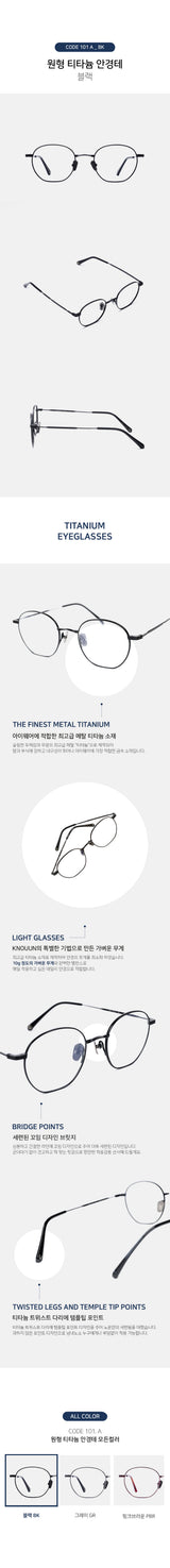 Knouun Round titanium glasses CODE. 101. A Black