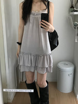 Pintuck Frill Mini Dress (2 colors)
