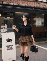 [BELLIDE MADE] Nuts, suede pintack semi-cropped blouse