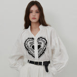 HEART PRINT VOLUME SHIRT [WHITE]