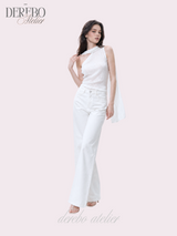 White Jane Scarf Unbalanced Blouse