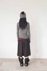 FLARE RIB SKIRT (BROWN)