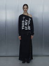 BOLD LETTERING LOOSE TOP / BLACK