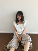 シャーリングハーレムパンツ