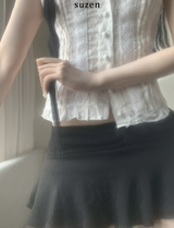 Pinia low-waist flare skirt (black)