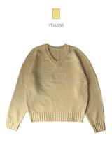 [UNISEX] オーバーフィットVネックヘラベーシックラグランニット (9 colors)