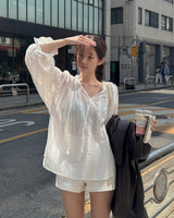 Chani punched lace blouse