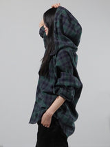 (UNISEX) Vintage Check Hood Shirt