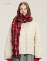 Amble Fur Collar Quilting Padded Jumper IVORY
