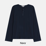 デッキステッチヘンリーネック長袖Tシャツ