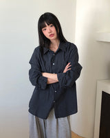 Bige チェックカラーオーバーサイズロングスリーブシャツ