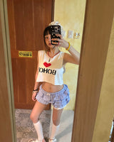 チェックカンカンフリルバルーンショートパンツ