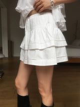 Pintuck tiered mini skirt