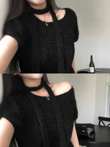 [ORIGINAL] HOLLY TIE SHORT-SLEEVE KNITTED SET