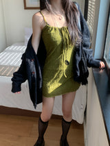 Lumi square Lace String Mini  Dress