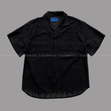 LN Lace Open Collar Short-Sleeved Shirt (2 colors)