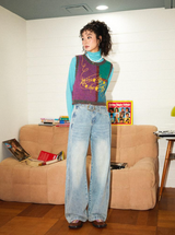 Three-color basic versatile and laid-back straight-leg wide-leg jeans
