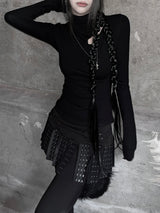 diagonal cut-out half neck T