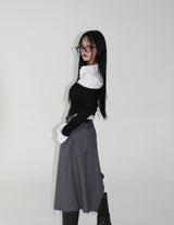shoulder unbalanced ribbed cardigan