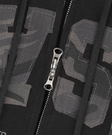カモアップリケフードジップアップ - Black