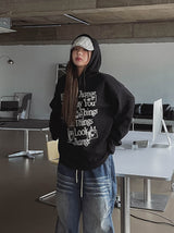 ディングワッフルボクシーフード長袖Tシャツ