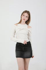 レイヤードツイストTシャツノースリーブセット Beige