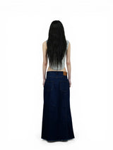 SLIT MAXI DENIM SKIRT (DEEP BLUE)