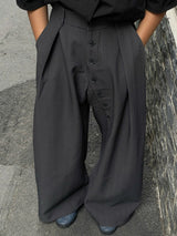 Loose Fit Pleated Buttoned Pants