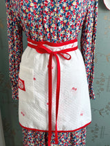 Cherry embroidery apron double-layer fabric red point