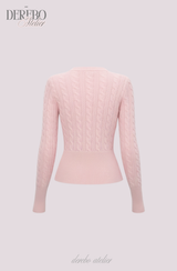 Round Zip-Up Twist Long Sleeve Knitwear