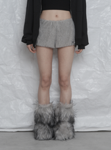 [mnem] Soft Fur Mini Shorts (gray)