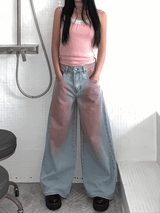 ビッグペインティングワイドデニムパンツ