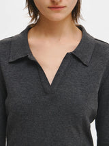CUT-OUT DETAIL OPEN COLLAR T-SHIRT