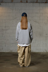 JERRY STRIPE OVERFIT LONG SLEEVE T-SHIRT / GRAY
