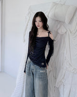 Cats Draping One-Shoulder Top