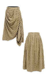 Ethnic drape long skirt Beige