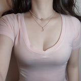 Art Nouveau Moon Necklace - Rosegold Color