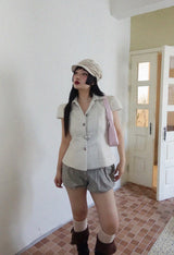 LINEN MOOD NEWSBOY CAP (BEIGE, CHARCOAL 2COLORS!)