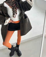 String Leather Dumble Half Coat