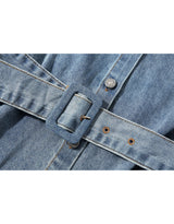 Mia Belted Gold Raglan Shirt Light Blue Denim