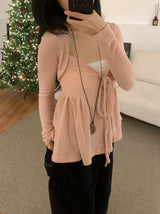 Rozy Babydoll Flare Ribbed Long Sleeve Tee