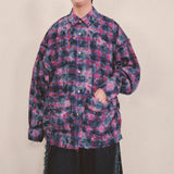 smoke wash check shirt_purple