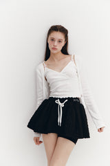 Ribbon Punching Cardigan Ivory