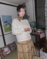 (2color) Bohemian Stitch Suede Tiered Skirt