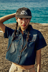 (W) A WESTERN CROPPED DENIM SHIRT